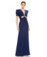 Women's Ieena Plunge Neck Puff Sleeve Cut Out Gown