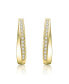 ფოტო #2 პროდუქტის 14k Yellow Gold Plated Hoop Earrings with Clear Cubic Zirconia