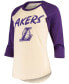 Фото #3 товара Women's LeBron James Cream Los Angeles Lakers Raglan 3/4-Sleeve T-shirt