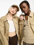 Calvin Klein Jeans Unisex extreme oversized denim jacket in beige - exclusive to ASOS Caravan, XS - фото #3