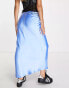 COLLUSION chain belted satin slip midi skirt in blue