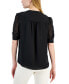 Women's Sheer-Sleeve Mandarin-Collar Top