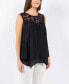 Women's Woven Top with Lace Yoke Double Layer Hem