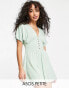 Фото #1 товара ASOS DESIGN Petite waisted mini tea dress with buttons in sage