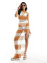 ASOS DESIGN open knit sleeveless beach maxi dress in rust & ivory stripe Rust & Ivory Stripe, XS - фото #1