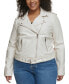 Фото #1 товара Plus Size Faux Leather Belted Motorcycle Jacket