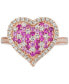 ფოტო #5 პროდუქტის Strawberry Ombré® Pink Ombré Ruby (1/2 ct. t.w.) & Nude Diamond (3/8 ct. t.w.) Heart Ring in 14k Rose Gold