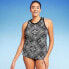 Фото #2 товара Lands' End Women's UPF 50 Bandana Print High Neck Tankini Top - Black S