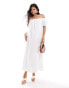 Фото #1 товара New Look crinkle bardot maxi dress in white