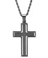 ფოტო #3 პროდუქტის Men's Two-Tone Stainless Steel "Our Father" English Prayer Spinner Cross 24" Pendant Necklace
