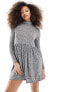 Miss Selfridge funnel neck rib smock mini dress in grey