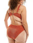 Фото #6 товара South Beach Curve crinkle high waist bikini bottom in rust