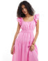 Фото #4 товара Forever New ruffle shoulder midaxi dress in baby pink