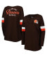 ფოტო #1 პროდუქტის Women's Brown Cleveland Browns Athletic Varsity Lace-Up Long Sleeve T-shirt