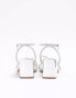 Фото #2 товара River Island Embellished strap heeled sandals in silver