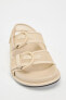 Mesh flat slider sandals with buckles