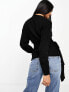 Glamorous wrap front jumper in black knit