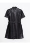 Фото #20 товара LCW Vision Düz Kısa Kollu Deri Görünümlü Kadın Gömlek Elbise