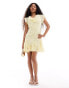 ASOS DESIGN Petite burnout cowl neck mini dress with godets in lemon yellow