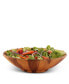 Фото #7 товара Salad Bowl Acacia Wood Serving for Fruits or Salads Wok Wave Style Extra Large Single Wooden Bowl