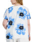 ფოტო #2 პროდუქტის Plus Size Floral V-Neck Flutter-Sleeve Top