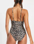 Фото #2 товара Accessorize frill swimsuit in leopard print