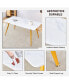 Modern minimalist dining table. White imitation marble pattern SINTERED STONE desktop with golden metal legs.62"34.6"29.9" F-001