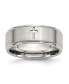 Stainless Steel Brushed Polished Cross 8mm Edge Band Ring