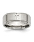 ფოტო #1 პროდუქტის Stainless Steel Brushed Polished Cross 8mm Edge Band Ring