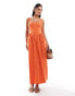 Фото #2 товара ASOS DESIGN 90s square neck bengaline midi dress with full skirt in orange