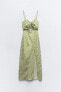 Фото #4 товара Платье миди из смесового льна с цветочным принтом ZARA
