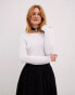 Фото #2 товара NA-KD boat neck long sleeve top in white