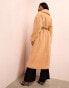 Фото #12 товара ASOS LUXE borg longline trench coat with ruched waist in camel