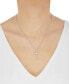 ფოტო #2 პროდუქტის Sterling Silver White Cubic Zirconia Cross Pendant Necklace (1-1/2 ct. t.w.)