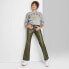 Фото #1 товара Women's Low-Rise Faux Leather Flare Pants - Wild Fable Olive Green 2