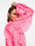 Фото #7 товара ASOS DESIGN frilly high neck maxi dress in fluro pink