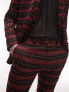 Topman super skinny tartan checked suit trousers in red