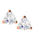 ფოტო #3 პროდუქტის Suzy Levian Sterling Silver Cubic Zirconia Trillion-Cut Classic Stud Earrings