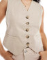 Фото #4 товара Selected Femme linen touch waist coat in beige