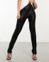 4th & Reckless sequin split hem leggings in black