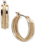 ფოტო #1 პროდუქტის Gold-Tone Small Smooth & Textured Triple-Row Hoop Earrings, 0.75"