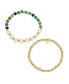 ფოტო #1 პროდუქტის Multi Green Quartz Grateful Stone and Beaded Stretch Bracelet Set
