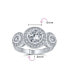 Art Deco Style Past Present Future Three Stone Circlet Halo AAA Cubic Zirconia Round Solitaire Engagement Ring For Women .925 Sterling Silver