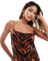 Фото #2 товара ASOS DESIGN cami strappy maxi dress with side split in leopard print