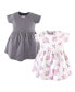 Toddler Girls Cotton Short-Sleeve Dresses 2pk, Pink Gray Floral Розовый, 2T - фото #1