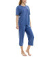 ფოტო #6 პროდუქტის Women's 2-Pc. Cropped Anchor-Print Pajamas Set