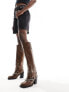 Фото #7 товара Public Desire Wide Fit Nashville knee boot with hardware in distressed brown