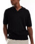 Bershka textured knitted polo shirt in black Черный, M - фото #1