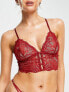 Фото #1 товара Lindex Jasmin lace longline strappy bralette in red