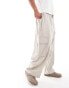 Фото #5 товара ASOS DESIGN oversized cargo trouser in neutral linen texture